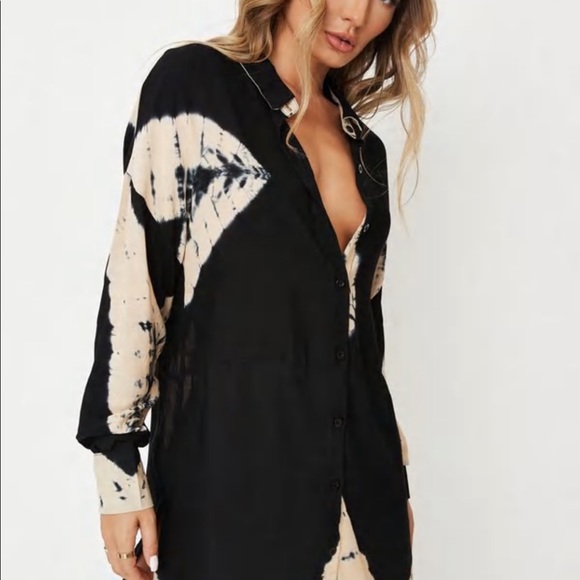 Missguided | Tops | Misguided Black Tie Dye Oversized Dip Back Shirt Dress  Us Size | Poshmark